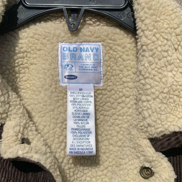 Take 50% OFF-Old Navy BoyBrown and Cream Jean Jacket with Sherpa Lining, Size-5T - Picture 5 of 7